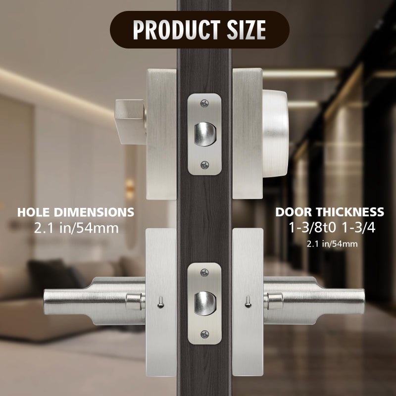 Cielsa Dawn Exterior Door Lock Set with Deadbolt  Front Door Handle Set  Heavy Duty Keyed Alike Privacy Handles  (3Pack-Set Satin Nickel) - Image 5